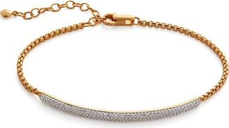 Monica Vinader Fiji Pavé Diamond Mini Bar Bracelet in Yellow Gold at Nordstrom