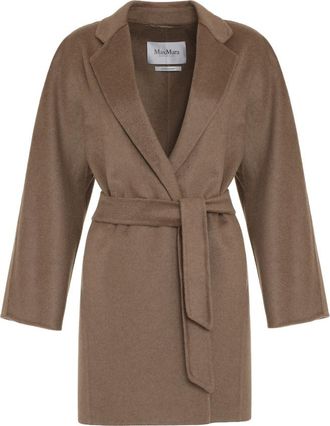 Max Mara Taupe Notch Lapel Belted Coat