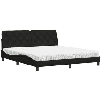 vidaXL Vidaxl - Cama Con Colch&oacute;n De Tela Negro 180x200 Cm