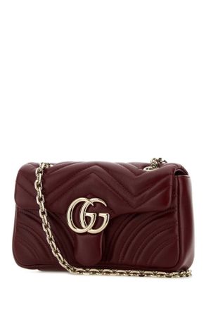 Gucci Womens Burgundy Nappa Leather Small Gg Marmont Shoulder Bag Rossoancora Borse A Tracolla