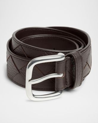 Bottega Veneta Men & apos;s Intrecciato Leather Belt