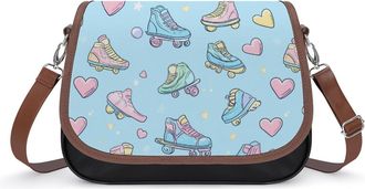 Generic 90s Skater Pattern Skating Small Womens Crossbody Bags Shoulder Handbag with Adjustable Strap for Travel