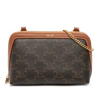 Celine Pre-owned Celine Triomphe Coated Canvas Clutch On Chain Ladies FJS1QZOVMVLXE7XP