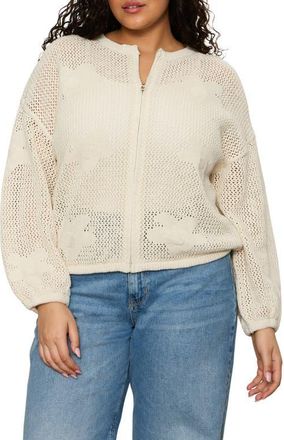 Sanctuary Daily Escape Front Zip Knit Sweater in Collagen at Nordstrom, Size 3 X