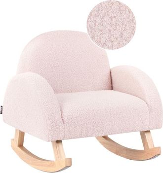 Beliani Beliani - Kids Size Rocking Chair Boucle Wooden Legs for Children Indoor Pastel Pink Hug