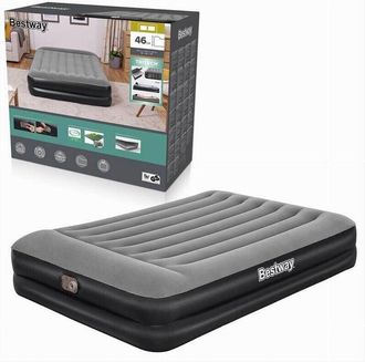 Trade Shop Trade Shop - Materasso Floccato Matrimoniale Airbed Nero/grigio Gonfiabile Pompa Integrata 67403