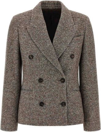 Brunello Cucinelli Double-Breasted Silk Blend Blazer
