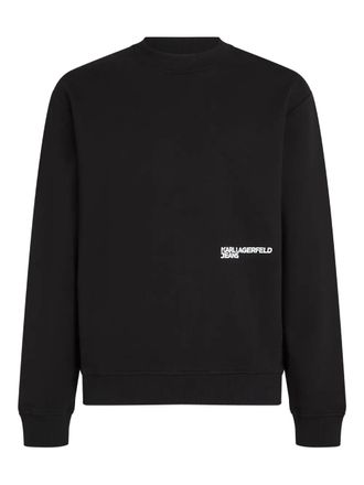 Karl Lagerfeld Crewneck Sweatshirt with Graphic Print and Ribbed Detail