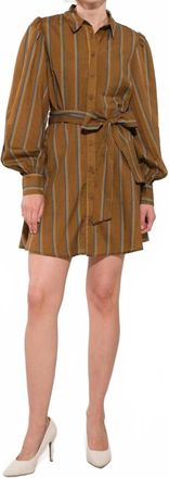 Flying Tomato Womens Morgan Stripe Dress In Brown Multi