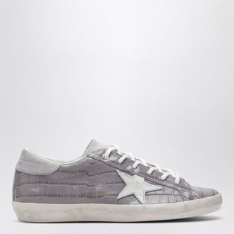 Golden Goose Sneakers Super-star lilla in pelle effetto coccodrillo