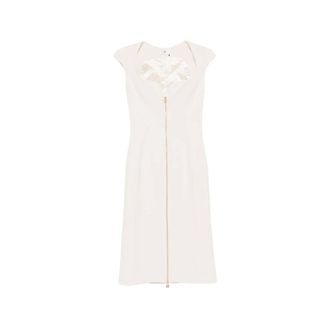 Elisabetta Franchi Midi Dresses, female, White, Size: XL Abito Midi Con Cerniera