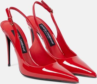 Dolce & Gabbana DG patent leather slingback pumps