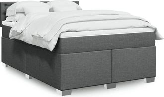 vidaXL Cama Box Spring Con Colch&oacute;n Tela Gris Oscuro 140x200 Cm Vidaxl