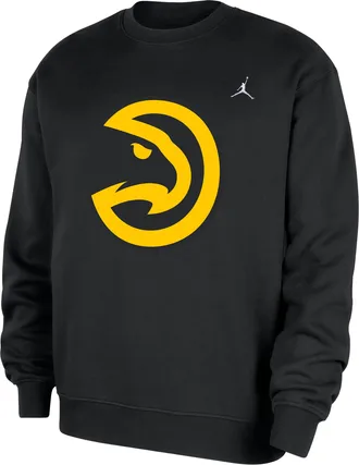 Nike Jordan Mens Atlanta Hawks Statement Essentials Jordan NBA Fleece Crew-Neck Sweatshirt in Black | HM7574-010