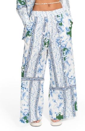 Agua Bendita Nader Print Wide Leg Cover-Up Pants in Blue at Nordstrom, Size Medium
