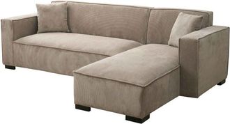 Oviala Oviala - Divano angolare fisso a 3 posti con chaise longue a destra tortora