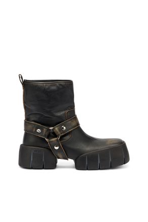 Diesel D-Tex - Biker boots in distressed leather - Boots - Man - Brown