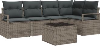 vidaXL Garden Sofa Set 6 pcs Grey Poly rattan Vidaxl