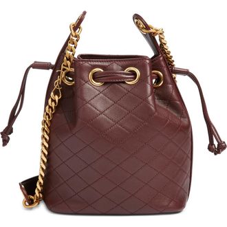 Saint Laurent Cassandre Quilted Leather Bucket Bag in Rouge Cabernet at Nordstrom