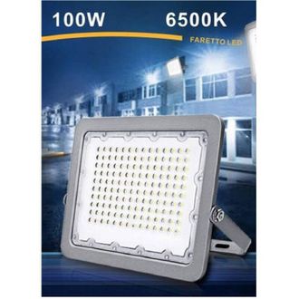 Trade Shop Trade Shop Traesio - Trade Shop - Faro Led 100w Ultra Slim Esterno Grigio Ip65 Luce 6500k 4000k 3000k Fs100