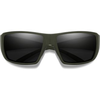 Smith Guides 62mm ChromaPop Polarized Oversize Wraparound Sunglasses in Matte Moss /Chromapop Black at Nordstrom