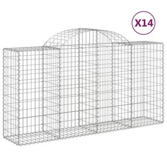 Berkfield Home Arched Gabion Baskets 14 pcs 200x50x100/120 cm Galvanised Iron in Silver