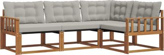 vidaXL Conjunto De Sof&aacute;s De Exterior 4 Uds. Gris Natural Y Claro Vidaxl