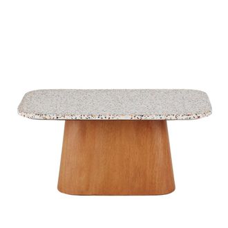 Maisons du monde Mesa de centro efecto terrazo con chapa de madera de mango L.95