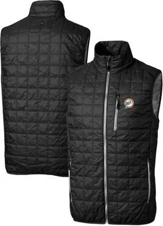 Cutter & Buck Mens Cutter & Buck Black Miami Dolphins Throwback Logo Rainier PrimaLoft Eco Insulated Full-Zip Puffer Vest at Nordstrom, Size X-Large