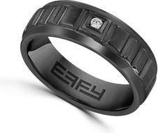Effy Mens Black Rhodium Plated Sterling Silver Diamond Band Ring at Nordstrom Rack, Size 10
