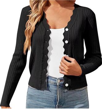 Generic Cardigans for Women UK Clearance Womens Cardigan Lightweight Soft Casual Cropped Knit Shrugs Jumper Ladies Tops for Dress Evening Wedding Solid Color 