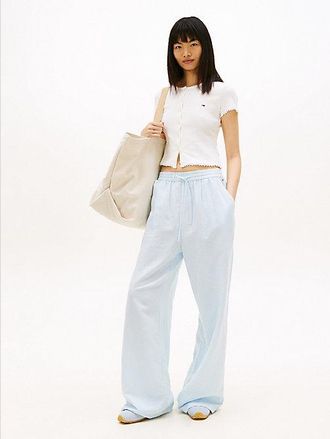 Tommy Hilfiger Pantal&oacute;n holgado con cord&oacute;n en mezcla de lino