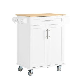 SoBuy Sobuy Carro De Cocina Blanco Con Un Caj&oacute;n Carro De Cocina Con Ruedas Y Gran Capacidad De Almacenamiento Carro De Cocina De Bamb&uacute; Para Organizar La Coc