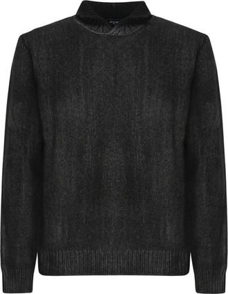 Dondup Truien & Vesten, Heren, Grijs, L, Wol, Grijze Wollen Trui met Open Hals