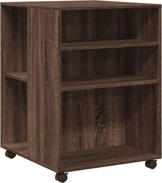 vidaXL Vidaxl - Mesa auxiliar ruedas madera ingeniería marrón roble 55x60x78 cm