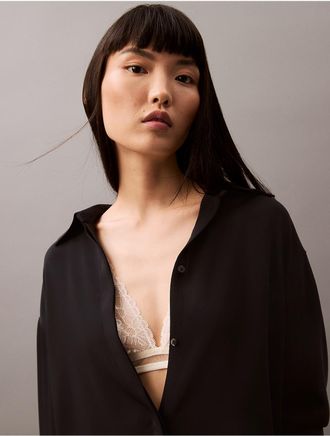 Calvin Klein Womens Classic Button-Down Tunic Shirt - Black - XS