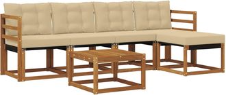 vidaXL Conjunto De Sof&aacute;s De Exterior 6 Uds. Natural Y Beige Vidaxl