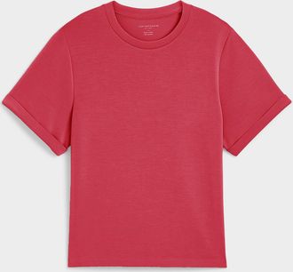 Contemporaine Womens Rolled sleeves peach-skin T-shirt