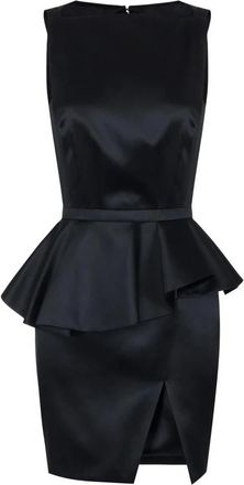 Elisabetta Franchi Mini jurk van gazarstof met ruche - Dames - Feestkleedjes - Zwart - S - Polyester - Kleedjes
