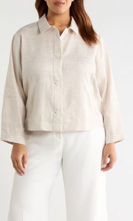 Eileen Fisher Linen Blend A-Line Jacket in Wheat at Nordstrom, Size 2X