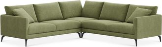 Castlery Lena L-Shaped Sectional Sofa Customized, (Washed Chenille) Moss (Matte Black Legs), Machine Washable, Removable Covers for Sofas, Castlery