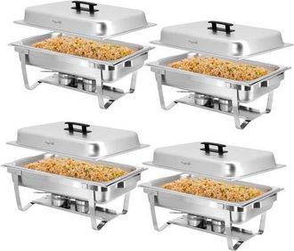 MegaChef 9.5 Quart Foldable Stainless Steel Professional Chafing Dish/Food Warmer/Buffet Server Serving Trays, Set of 4 in Silver at Nordstrom