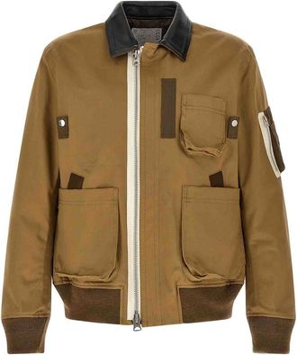 sacai Leather collar blouson