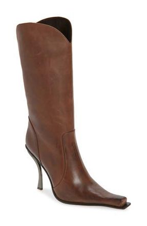 Jeffrey Campbell Dulcimer Pointed Toe Boot in Brown Ruboff Pewter at Nordstrom Rack, Size 5