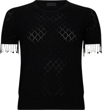 Liu Jo Zwarte Sweater Nero Aw 25 Stijlvolle Pasvorm - Dames - Ronde hals truien - Zwart - L - Polyester - Truien & Vesten