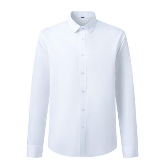 AlltheMen Mens Dress Shirt Long Sleeve Business Bamboo Fiber Shirt Button Down Regular Fit White XXL
