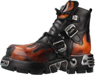 New Rock Metallic Veterschoenen Enkellaarsjes - Dames - Veterlaarzen - Zwart - 37 EU - Schoenen