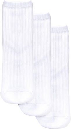 Stems Everyday 3-Pack Cotton Blend Rib Ankle Socks in White at Nordstrom