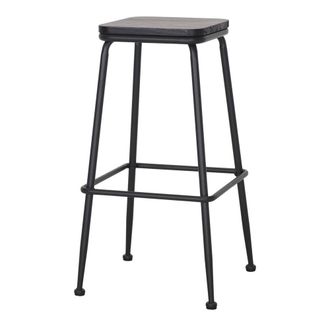 MisterWils Taburete Alto De Metal Y Madera Bayarti - Negro - 77x42x42