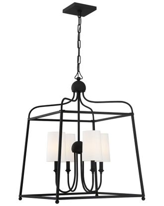 Crystorama Libby Langdon For Crystorama Sylvan 4-Light Black Forged Chandelier